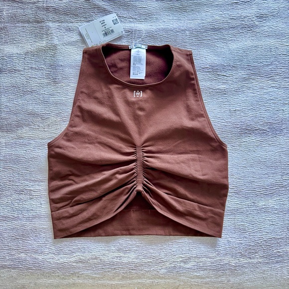 NWT! Wolford Women's Brown Ruched Crop Top, Size S - Picture 2 of 11